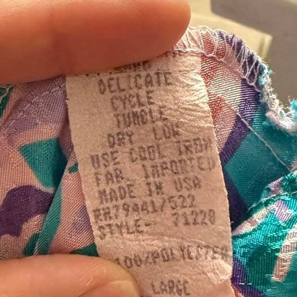 Women's Large - Abstract Floral Cami Tank Top - Pink Teal Purple - Picture 5 of 5